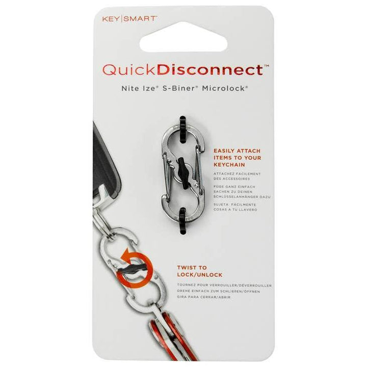 KeySmart Quick Disconnect S-Biner Microlock Schlüsselanhänger Verpackung, silber, am Schlüsselbund