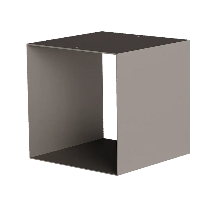 KETT Beistelltisch Basis platinum, moderner kubischer Metalltisch in Grau auf weißem Hintergrund