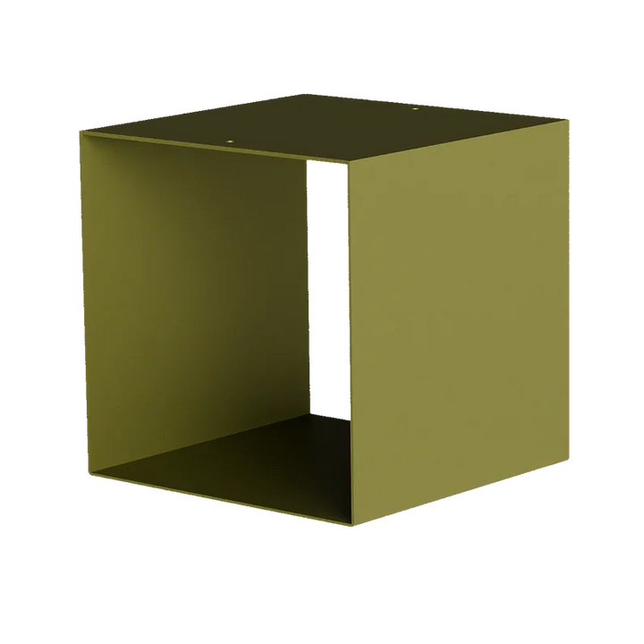 Offenes, würfelförmiges Regal in Reseda-Grün, minimalistisches Metallmöbel