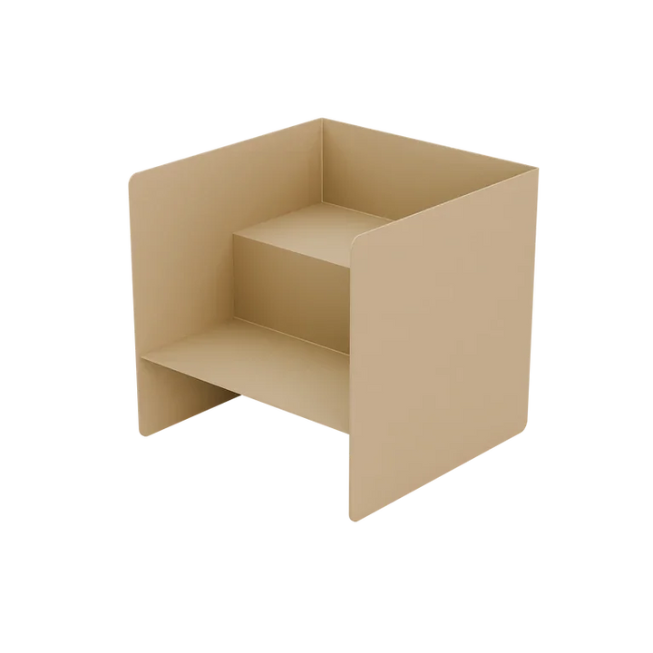 Beiger Buchhalter aus Karton mit dreistufigem Design, modern und minimalistisch