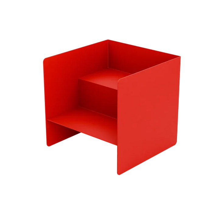 Roter Buchhalter aus Metall, modernes Design, offene Fächer, Schreibtisch Organizer