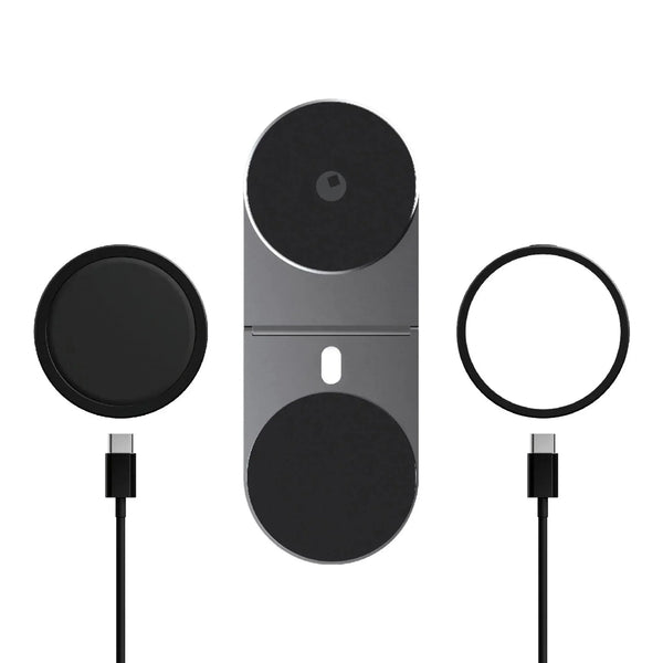 Edge Pro Full Kit magnetische Handyhalterung mit USB-C Kabeln, schwarz, auf weißem Hintergrund