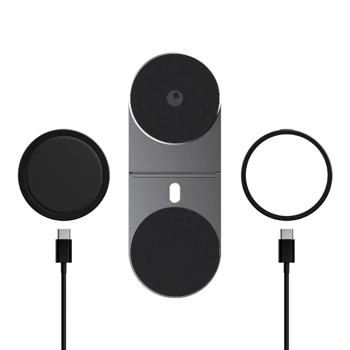 Edge Pro Full Kit magnetische Handyhalterung mit USB-C Kabeln, schwarz, auf weißem Hintergrund