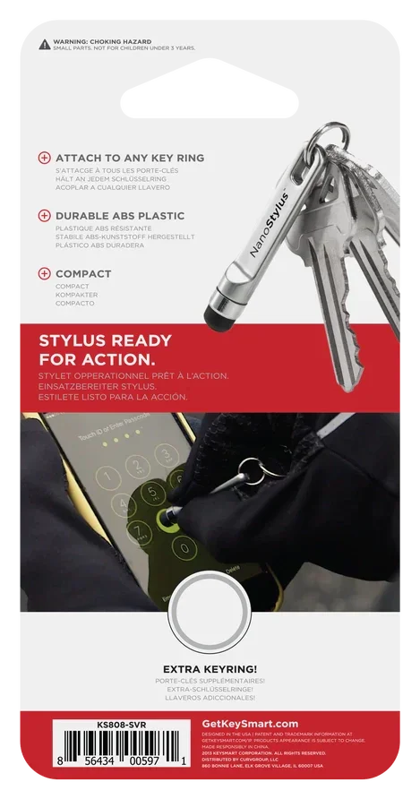 Bild einer Stiftverpackung als Schlüsselanhänger mit elegantem Design und Schlüsselringbefestigung, die Haltbarkeit und Kompaktheit betont.