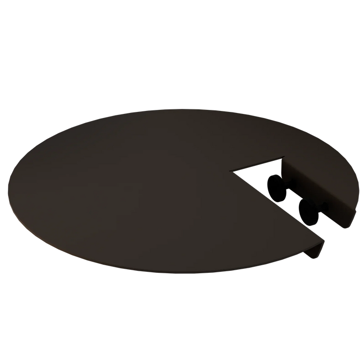 Rundes, dunkelgraues Tischpaneel mit Aussparung, modernes Design, Produktfoto